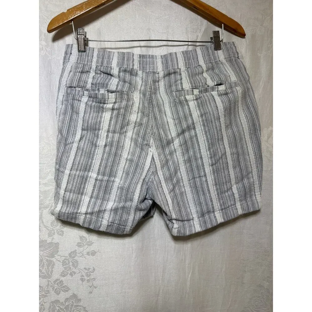 Abercrombie Fitch Shorts Medium Blue White Striped Woven Textured Cotton